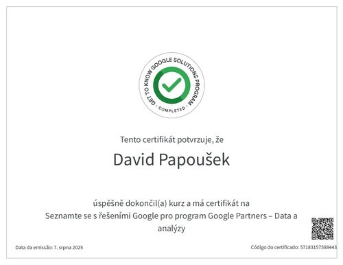 Google Partners - Data a analýzy