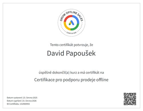 Google - Certifikace pro podporu prodeje offline
